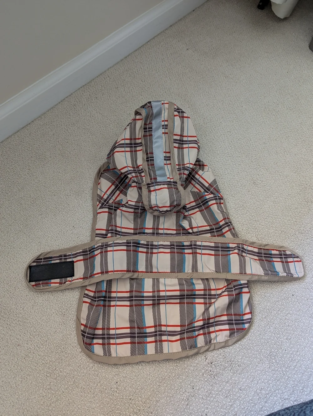 Plaid Velcro Rain Coat with Reflective Accents For Small Dog